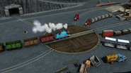 A derailed waste wagon in Blue Mountain Mystery (bottom-right)
