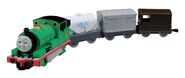 Tomica Percy with milk tanker, grey van, and brake van