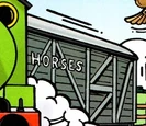 A horse box wagon as illustrated by Timothy Marwood