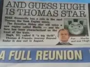 A newspaper announcing Hugh Bonneville being cast as Merlin