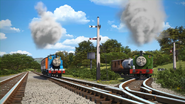 Percy pulling some milk tankers in the nineteenth series