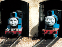 The book picture is mirrored and only Thomas is shown