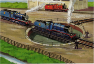 James next to a coaling stage in Vicarstown Yards