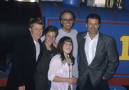 Mara Wilson, Cody McMains, Peter Fonda, Alec Baldwin, and Michael E. Rodgers at the premiere in Century City, California