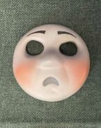 Skarloey's large scale horrified face on display at the Awdry Extravaganza 2 at the Talyllyn Railway in 2022 (Note: It still has its blush on the cheeks from Duncan Does It All)