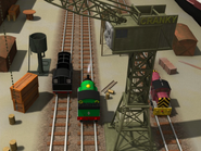 Cranky with Percy, Diesel and Salty in Calling All Engines! Game