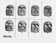 Monty's faces (Note: Monty's unused sleeping face between his angry/cross and wincing faces)