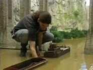 Slater setting up the salvage tugboat and barge