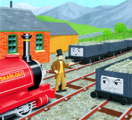 Some trucks in a My Thomas Story Library book