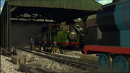 Edward and Percy at the repair yard and carriage shed