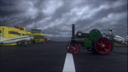 Trevor cleaning debris from the runway