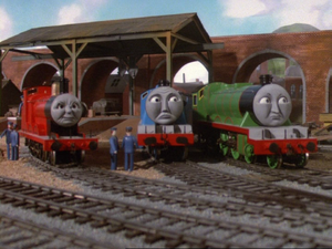 James, Gordon and Henry in the the second series episode Pop Goes the Diesel in Thomas the Tank Engine & Friends