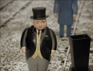 Sir Topham Hatt with Peter Sam's new funnel