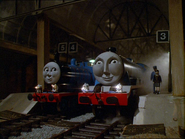 Edward and Gordon wearing express head lamps in the second series