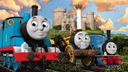 Promotional image of Thomas, Stephen and Millie at Ulfstead Castle