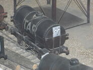 A tar tanker with a face on display at Drayton Manor Theme Park