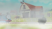 The farm surrounded by fog