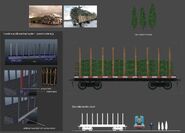 Concept art of an unused logging flatbed for Terence Breaks the Ice