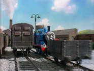 A utility van in the yards