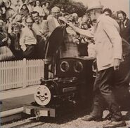 Wilbert unveiling "Thomas Junior" at Beer Heights Light Railway in 1975