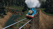 Thomas crossing the shake shake bridge for the first time