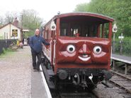 A brake van with Toad's face at a Jimmy the Jinty event
