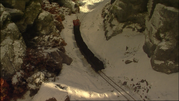 Skarloey passing the ravine in the ninth series