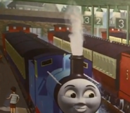 Three cabooses in Ride the Rails with Thomas