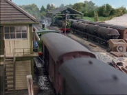 Duck pulls two utility vans through Lower Suddery while passing Percy