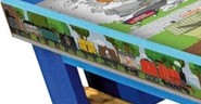A chocolate tanker part of James' goods train on the Wooden Railway playtable