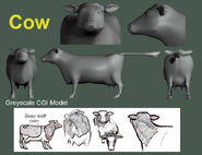 Cow Greyscale CGI Model
