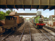 Oliver and his train passing James