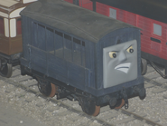 A poultry wagon with a face at Drayton Manor in 2020