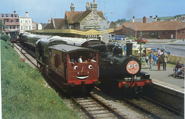 A brake van with a face at a "Friends of Thomas the Tank Engine" event