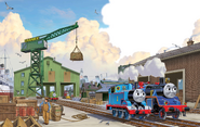 A Horrid Lorry behind the Sodor Shipping Company warehouse