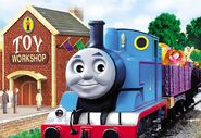 An edited purple truck behind Thomas