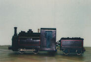 Bertram with his servo wires visible leading to the receiver inside his tender, and a battery pack beside him (2001)