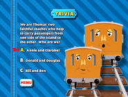 Annie and Clarabel in Best of James Trivia game