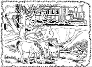 Gertrude with Duncan in a colouring book