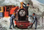 Peter Sam using a drain pipe as a funnel