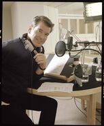 Pierce Brosnan recording The Great Discovery at Soho Square Studios with Sir Topham Hatt