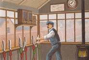 A signalman seen in the Railway Series