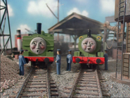 (Note: Duck with his unused second series tired face and Percy was mistakenly given Thomas' tired face)