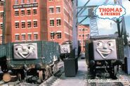 A sign of "Sodor Trading Co" on the company building