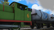 Percy pulling milk tankers in the twenty-first series