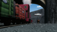Skarloey pulling the trucks