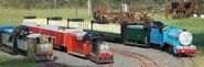 Mavis along with Toby and Gordon at the Train shed theme park