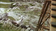Some trucks in a river in the seventh series