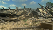Several derailed flatbeds