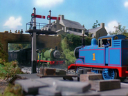 Thomas and Percy at the station